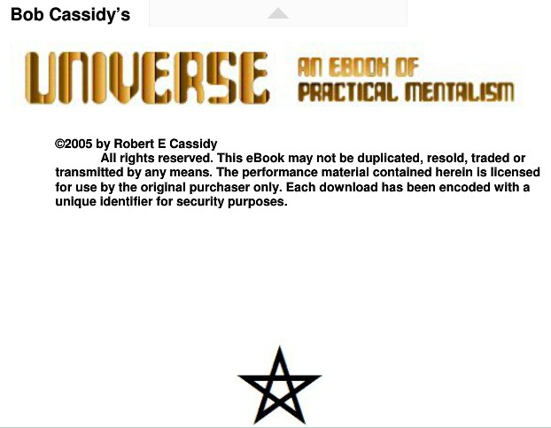 Universe An ebook of Practical Mentalism by Bob Cassidy