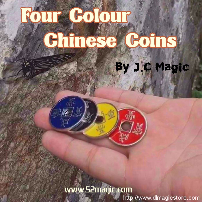 Four Colour Chinese Coins by J.C Magic