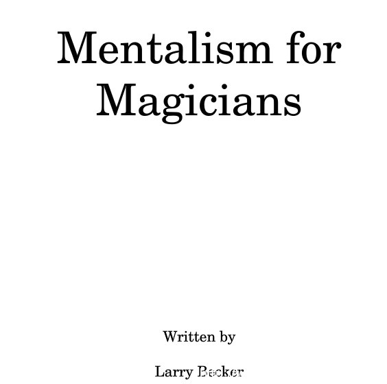 Larry Becker – Mentalism for Magicians