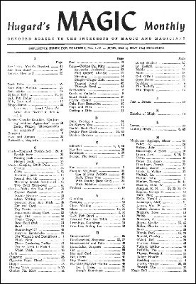 Hugard’s Magic Monthly Index by Jean Hugard