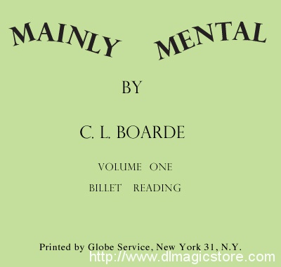 ​Mainly Mental Volume one Billets by C. L. Boarde