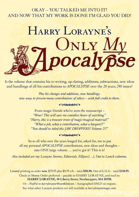 Only My Apocalypse! by HARRY LORAYNE